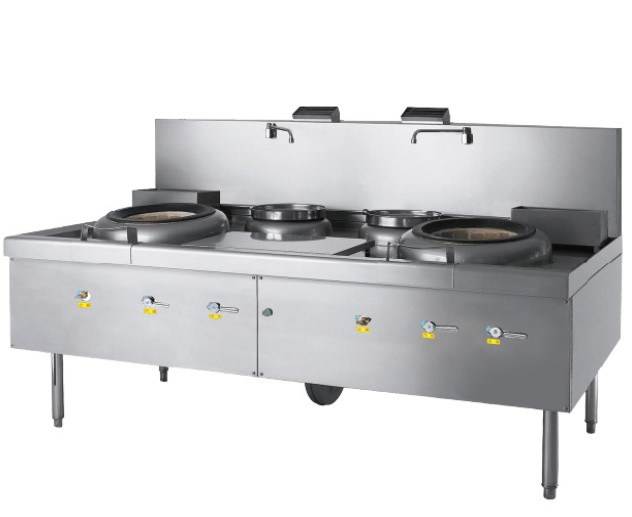 Silk Road Eco Friendly Marine Kitchen Equipment / Gas Fired Binocular Frying Furnace