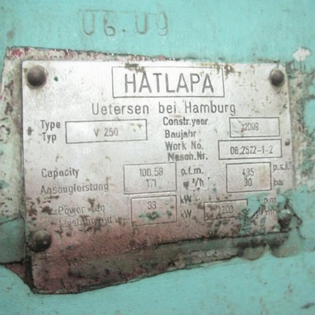 HATLAPA V250 Marine Equipment HAMWORTHY V250 Marine Compressor Parts